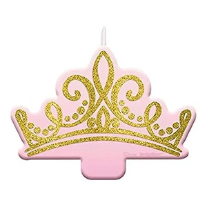 Disney Princess Pink and Glitter Gold Birthday Candle - NEW - Picture 1 of 2