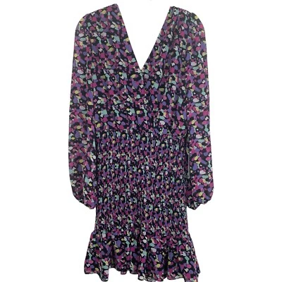 Mini Vestido WAYF Confetti Calzoncillo Talla Pequeña Manga Larga Espalda Abierta Volantes Dobladillo Foto 1 de 4