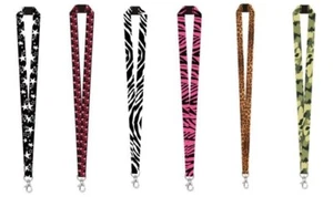 Mode SCHLÜSSELBAND Ausweishalter Multi Muster Drucke Herz Stern Leopard Zebra Camouflage etc. - Bild 1 von 13