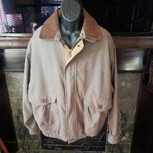 Vintage Rainforest Khaki Green With Leather Collar Movable Thermolite Jacket XL - Picture 1 of 13