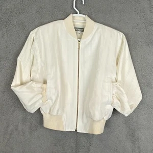 Chaqueta Bomber Hanasport Años 80 90 De Colección Crema y Multicolor Hilos de Lúrex Talla XS EE. UU. - Imagen 1 de 13
