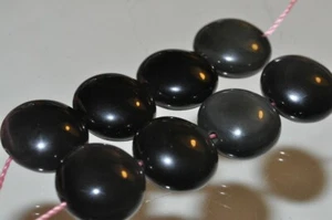 8 Beads 14x9mm Mexican RAINBOW OBSIDIAN Puffy Coin Beads - M1233 - Picture 1 of 7