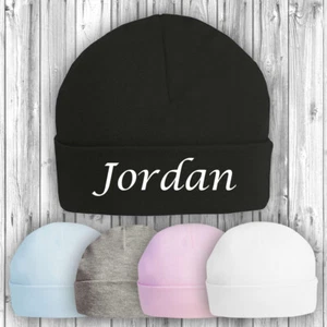 Personalised Printed Baby Beanie Hat Gift Unisex ANY NAME Baby Show Present - Picture 1 of 11