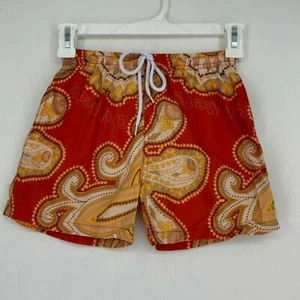 Club Med Kleinkind Größe 3 Badehose Shorts orange gold Paisleymuster Netzfutter - Bild 1 von 4