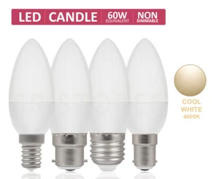 LED Candle Small Screw E14 Bulbs 25w 40w 60w Bayonet B22 B15 Screw E27 Daylight - Picture 1 of 45