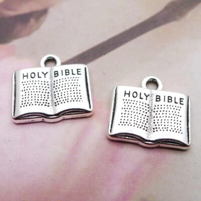 Pingente de prata antiga para fazer joias faça você mesmo amuletos da Bíblia Sagrada 150 peças a granel - Imagem 1 de 3