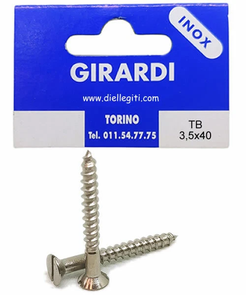VITE A LEGNO IN ACCIAIO INOX A2 TESTA SVASATA PIANA A TAGLIO DIN 97 mm3,5x40 - Immagine 1 di 1