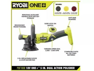 RYOBI CANADA 18V Cordless Lithium Ion Dual Action Polisher (Tool-Only) - Image 1 of 4