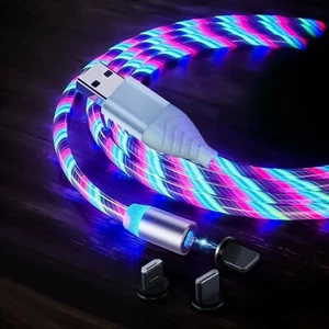 LED Light Up Charger Charging Cable USB Cord for iPhone Android Samsung PS4 XBOX - Picture 1 of 4