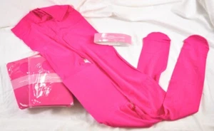 girl's lot of 3 hot pink tights hose size 9-11 shoes size 4-10 elastic waist - Picture 1 of 4