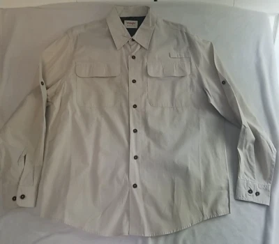 Camisa de vestir Wrangler para hombre beige con dos bolsillos 100 % algodón grande Foto 1 de 4