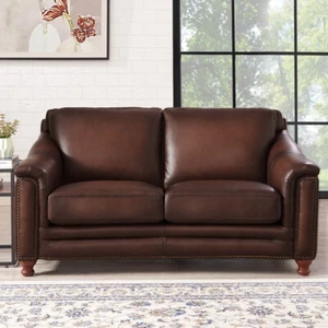 Hydeline Belfast Top Grain Leather Loveseat - Picture 1 of 10