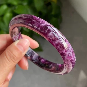 59.8mm Natural Purple lepidolite Quartz Crystal Gemstone Bangle C62 - Picture 1 of 10