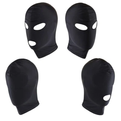 Black Face Mask Elastic Breathable Open Eyes Mouth Spandex Costume Hood Masks - Image 1 of 3
