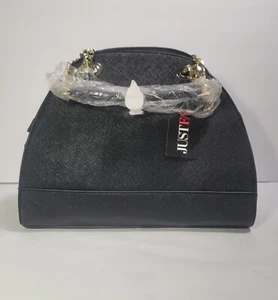 JustFab Women's Black Dome Semi Round Faux Leather Shoulder Crossbody Bag - Picture 1 of 14