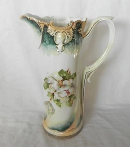 Jarra jarra antigua RS Prusia MAGNOLIAS ornamentada Ewer 14" - Imagen 1 de 12