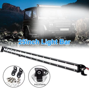 SLIM SINGLE ROW 72W 24 LED WORK LIGHT BAR SPOT OFFROAD DRIVING LAMP 25inch - Picture 1 of 6