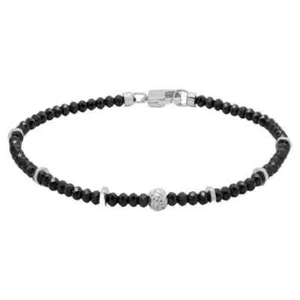 Tateossian Nodo Black Spinel Beaded Bracelet Sterling Silver 8" Luxury Designer - Picture 1 of 7