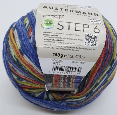 (86€/kg): 150 g Austermann Step 6, Fb. 770, dicke Sockenwolle, sechsfädig # 7292 - Bild 1 von 2