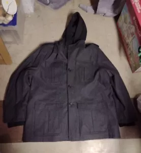 Apt 9 Men's Wool Coat Charcoal 4 Pocket Bibbed Hood Size XXL New With Tags! - Picture 1 of 11