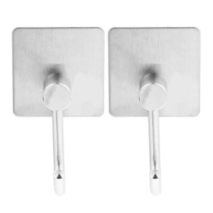 2 Pcs Self Adhesive Hooks Stainless Adhesive for Kitchen Bathroom - Picture 1 of 12