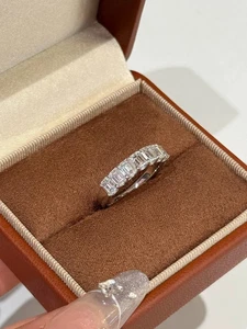2.10Ct Emerald Lab Grown Diamond Half Eternity Wedding Band 14K White Gold 6 7 8 - Picture 1 of 8