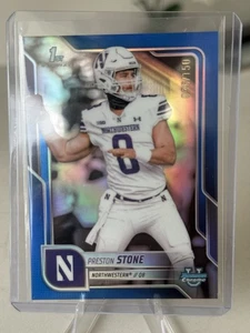 Bowman University 2025 cromo #198 Preston Stone refractor azul #’d/150 ⭐️ - Imagen 1 de 2