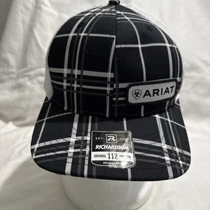 Berretto baseball uomo Ariat 112P maglia snap back logo Ariat nero a quadri Richardson - Foto 1 di 10