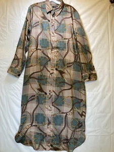 Maxi abito Polo Ralph Lauren stampa taglia 10 manica lunga con cintura - Foto 1 di 9