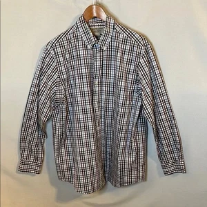 Duluth Trading Wrinklefighter blau kariert Button Down blau braun Hemd Herren M - Bild 1 von 5