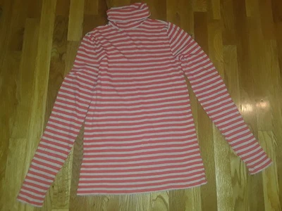 Damas J. Camisa Top Crew Naranja Rayas Ligera Cuello Alto Talla Mediana Foto 1 de 4