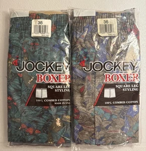 Nuevo de Lote Antiguo 2 Pares Jockey Boxers Años 80 Pierna Cuadrada Talla 36 Hecho en EE. UU. - Estampado Tucán - Imagen 1 de 9