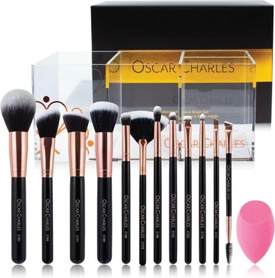Oscar Charles Make up Brushes Set: 12 Makeup Brushes Professional Grade Fibres