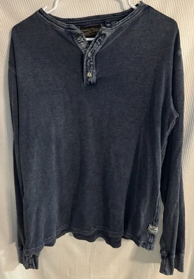 Los Angeles Third & Army Shirt Mens Blue Pullover Henley Elbow Patches Size M - Image 1 of 4