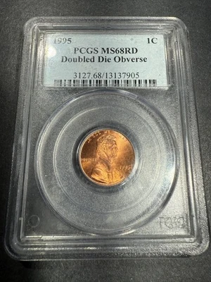 Breathtaking 1995 Double Die Obverse Lincoln Cent PCGS MS68RD - Image 1 of 3