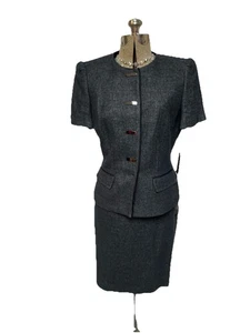 NEW $280 Anne Klein Skirt Suit Size 10 Fits 8 Two Piece Set Linen Cotton Pocket - Picture 1 of 22