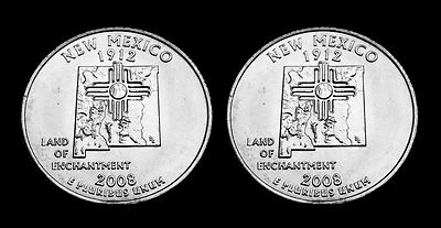 2008 P+D New Mexico BU Washington Statehood Quarter Set ~ From U.S. Mint Rolls. - Image 1 of 2