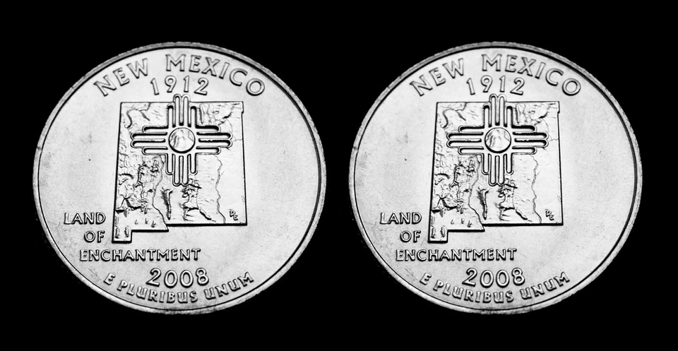 2008 P+D New Mexico BU Washington Statehood Quarter Set ~ From U.S. Mint Rolls. - Image 1 of 2