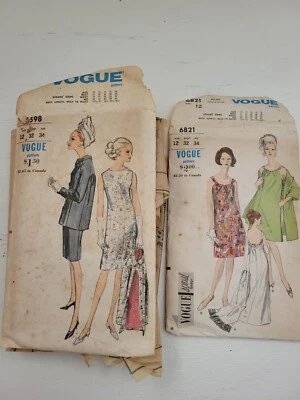 Lote de 2 Vestidos Estola Chaqueta Formal Años 60 Patrones de Costura Vogue Vintage Foto 1 de 4