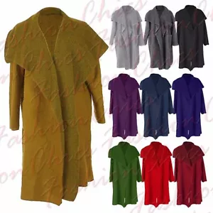 Neu ITALIENISCHER GEKOCHTER WOLLMISCHMANTEL LAGENLOOK Wasserfall Tasche Staubmantel 16-26 - Bild 1 von 14