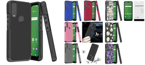 FOR Cricket Ovation 3 (2022) ShockProof Hybrid Case Phone Cover + Tempered Glass - Picture 1 of 7