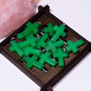 Colgantes de piedras preciosas cruz de jade natural de Malasia 50 piezas hágalo usted mismo para hacer joyas - Imagen 1 de 6