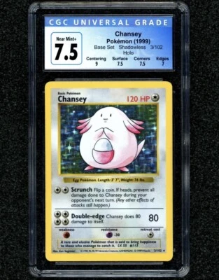 NM CHANSEY SHADOWLESS 7.5 BASE SET HOLO POKEMON CGC - Image 1 of 2
