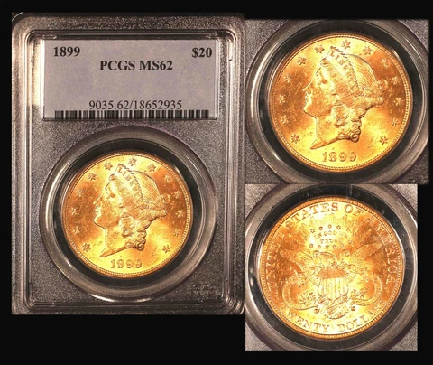 1899  $20 PCGS MS 62 Liberty Double Eagle Cover