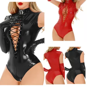 Tuta donna finto collo unitard nightclub body outfit lingerie sexy slim - Foto 1 di 31