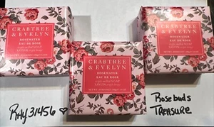 3x Crabtree & Evelyn Rosewater Triple Milled Soap 3.5 oz New & Sealed Rose 🌹 - Picture 1 of 3
