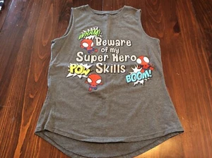 DISNEY SPIDER-MAN Super Hero Tank Top Shirt Glitter Girls Large 10/12 - Picture 1 of 1