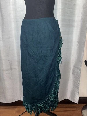 CIRCLE T WOMENS VTG WESTERN COWGIRLS CORE GREEN WRAP SKIRT FRAYED SZ L - Image 1 of 4
