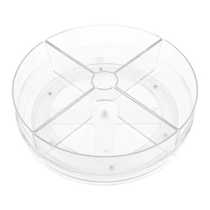 1/2Pcs Round Turntable Organizer with 4 Removable Bin 360° Rotatable Divided ☣ - Picture 1 of 20