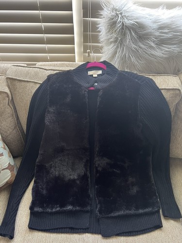 Maglione Michael Michael Kors giacca in pelliccia sintetica a scatto taglia L nero